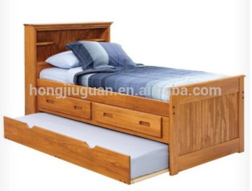 Wooden Captain bed,Storage wooden bed with bookshelf,functional wooden bed