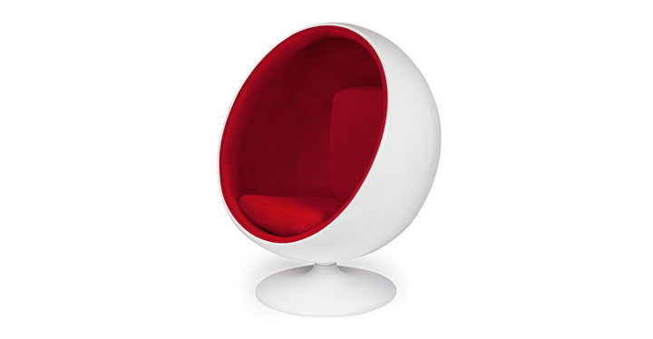 Witte Fiberglass Shell Ball Chair-stof