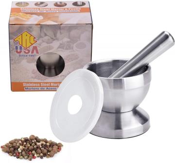 Stainless steel mortar and pestle