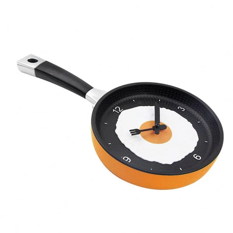 Lovely Fried Pan Clock Plastic Kitchen Wall Clock for Decoration