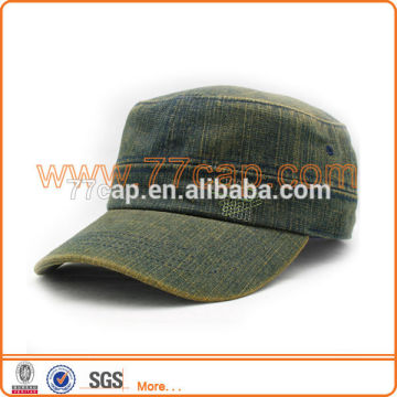 Denim Jean Distressed Cadet Box Military Cap