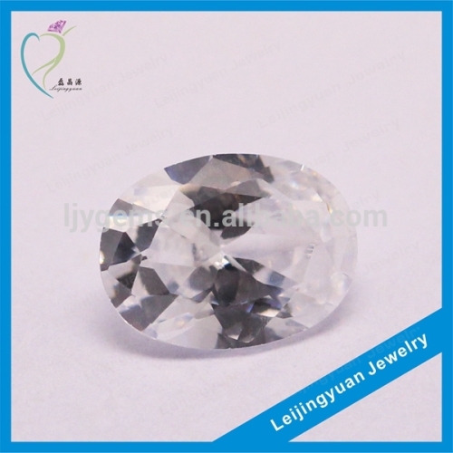 Wholesale good brightness oval white crystal machine cut cubic zirconia stone