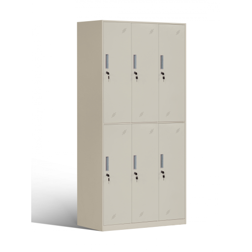 Узкие боковые 6-дверные стальные запирающиеся шкафчики для спортзала