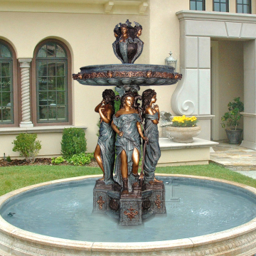 Garden Decorative bronze outdoor lady fountain