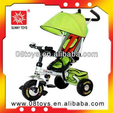 Bright plastic baby tricycle with canopy