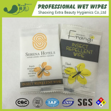 custom individual single pack spunlace wet wipes hotel insect repelling wipes