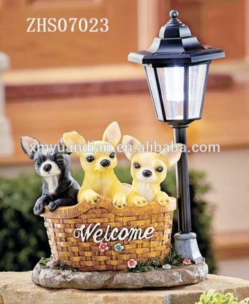 Solar power decorations garden lantern with dogs