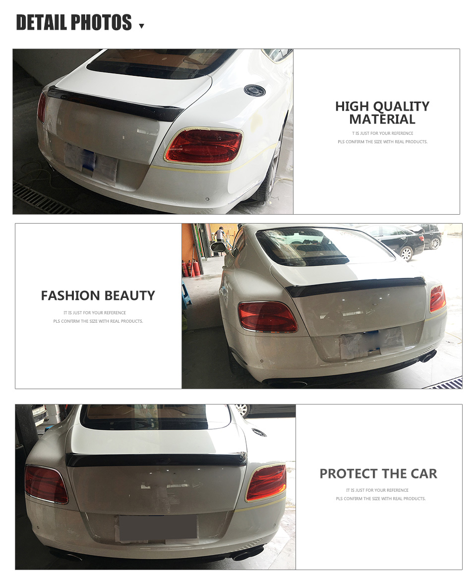 D Style Carbon Fiber Rear Car Spoiler for Bentley Continental GT (2nd Gen) Coupe 2-Door 12-14