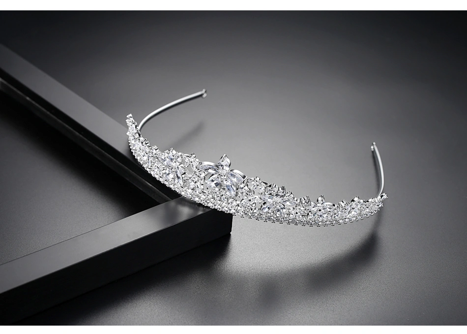 Bling Bling Flower Shape Wedding CZ Crown Tiara Hair Accessories