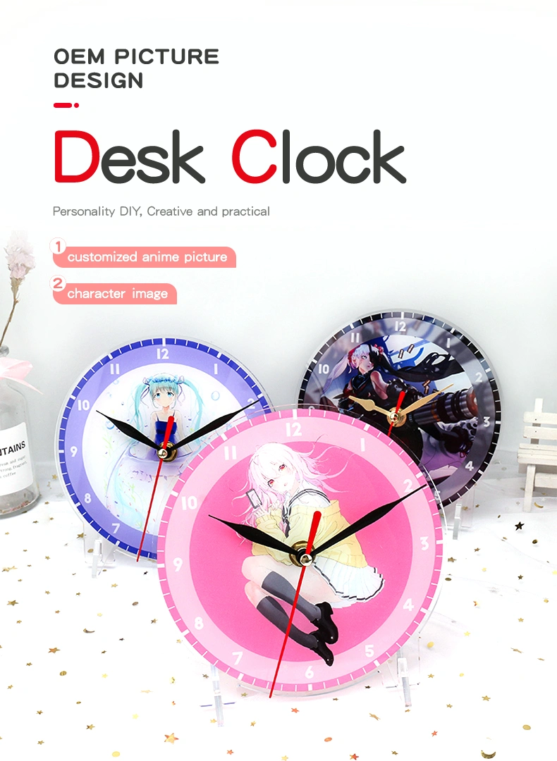 Decorative Wall Clock Anime Desk Crystal Metal Clock Acrylic Clock