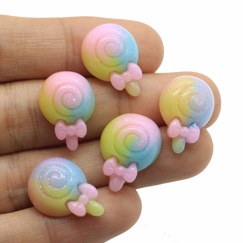 14*20mm Kawaii Gradient Ramp Color Lollipop Candy Flatback Resin Craft Handmade Miniature for Baby Hair Clips Making Accessory