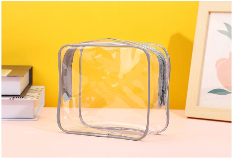 Transparent Portable PVC Cosmetic Bags Clear Wholesale Manufacturer Zipper Custom Cosmetic Bag