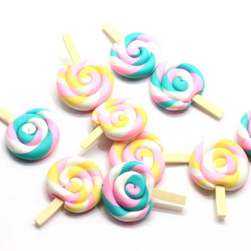 Hot koop simulatie candy stick vormige polymeer klei handgemaakte ambachtelijke decoratie mini slice meisjes slaapkamer ornamenten