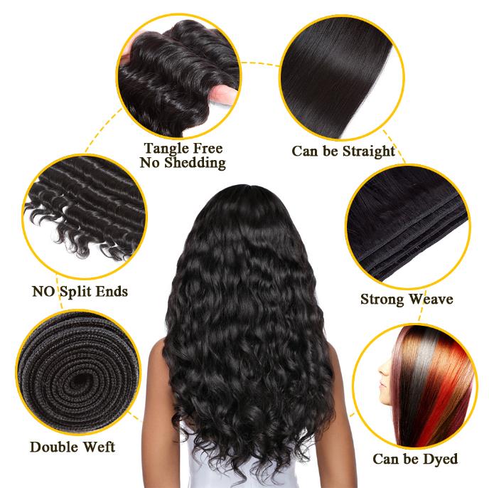 Ombre Brazilian Hair Bundles Deep Wave With Closure, Sew In Human Hair Weave Ombre Hair Weaves Curly