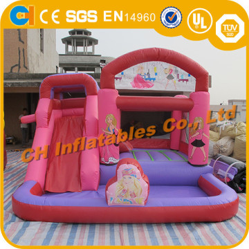 Pink Inflatable bouncer pool , inflatable bouncy castle with pool, indoor swimming pool