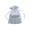 White Velvet Drawstring Bags with black logo