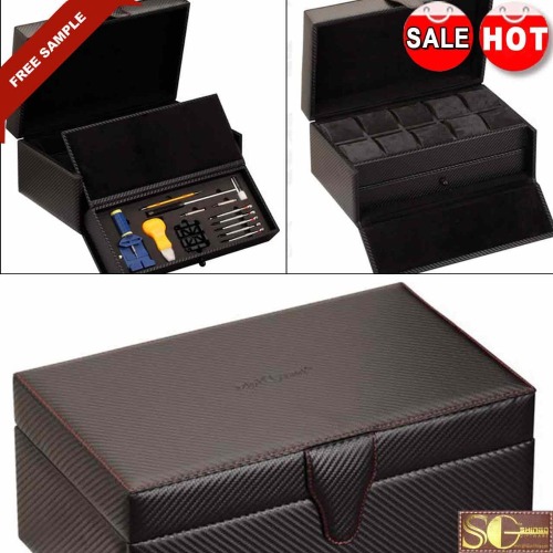 Leather watch case watch box for 10 watches