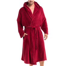 mens hooded fleece bathrobe full length microfiber robe