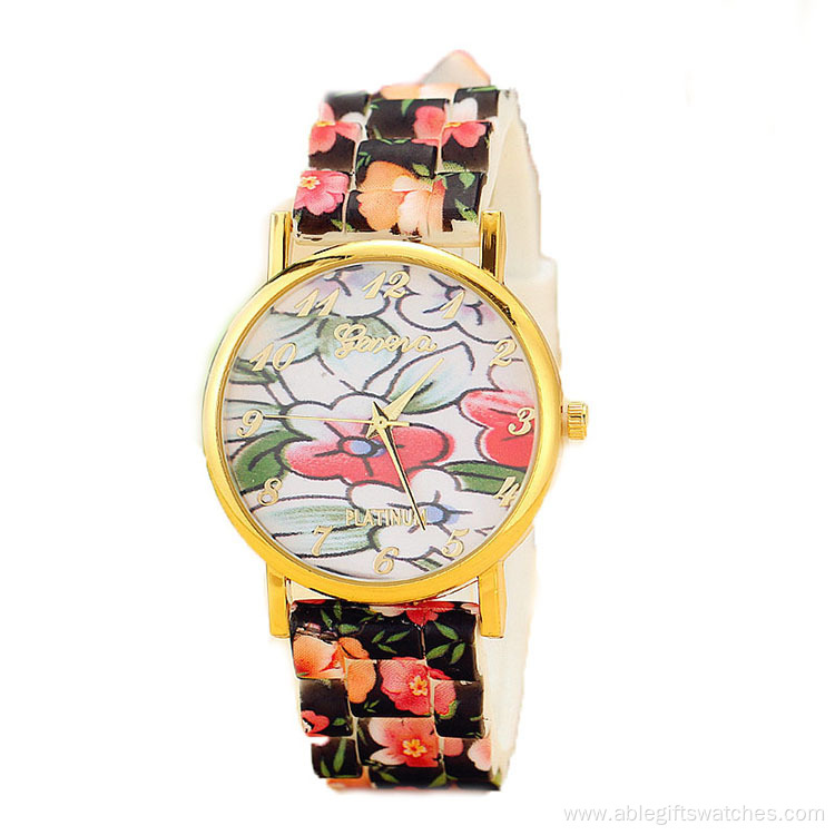 Popular Girls Flower Silicone Strap Quartz Watch