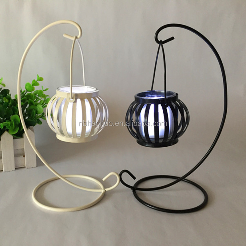 European iron art glass retro wind lantern, pumpkin candlestick, wedding photography props, valentine's small gifts