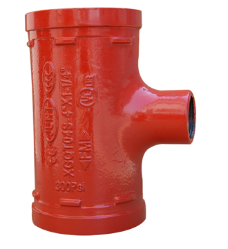 FM Approved Grooved Pipe Fitting Reducing Tee Threaded