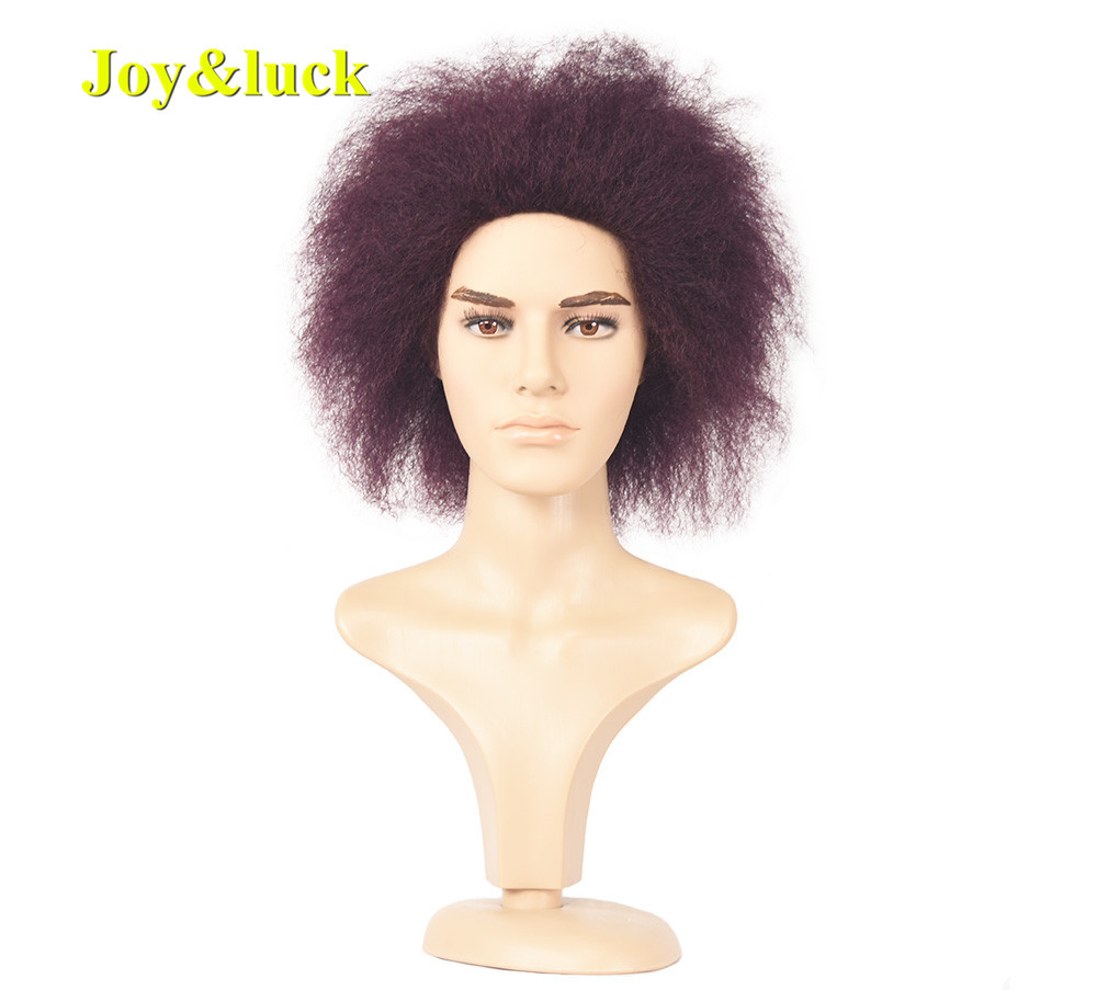 Daily or Party Male HairStyle Black 99j Color Wholesale Wigs for Men Natural Short Afro Kinky Curly Men Wigs Synthetic Hair Wigs