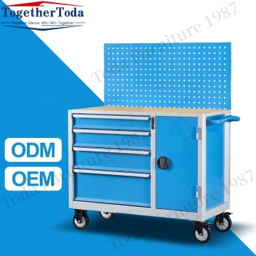 4 Draw Trolley Blue Tool Cart Cabinet
