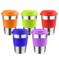 Stainless Steel Coffee Mug with Straw Silicone Holder