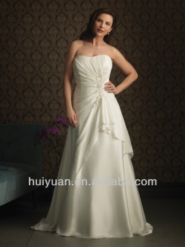 Satin Strapless Scooped Neckline Cheap Plus Size Wedding Dresses