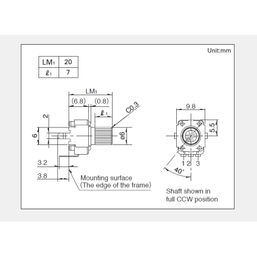 RK09K-serie Roterende potentiometer