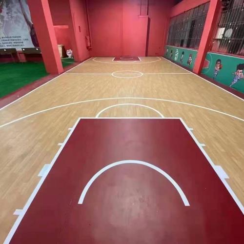 Multifunctionele houten graan PVC Basketball FIBA ​​goedgekeurde indoor sportvloer