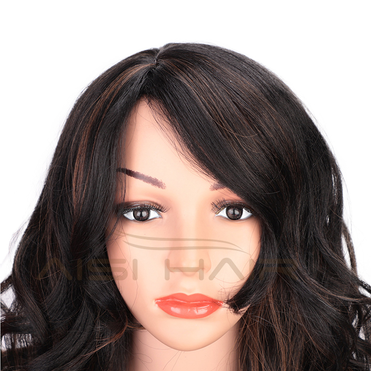 Aisi Hair Synthetic Black Body Wave Long Wavy Black Mixed Wig Heat Resistant Fiber Hair Wig For Black White Women Cosplay Wigs