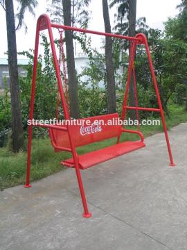 Modern perforated steel outdoor swing seat/two seat swing chair set