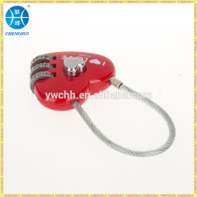 Combination lock with steel cable cord lock with heart shape lock