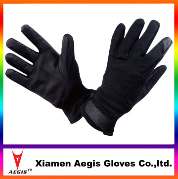 men winter cow split gloves black cow split leather gloves