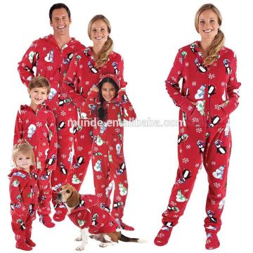 OEM Wholesale Family Clothing Hoodie Footie Winter Matching Family Pajama Set