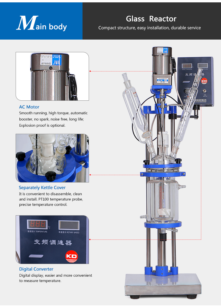  Mini Energy-Saving distiller Glass Chemical Reactor