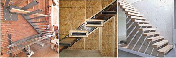 Modern Indoor Small Space Stairs Stainless Steel Wooden Straight Staircase