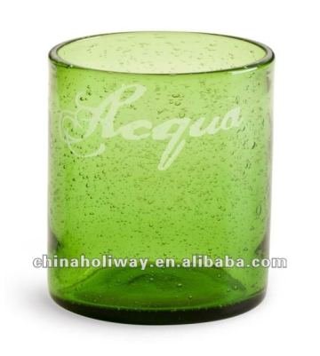 Lola Glass Tumbler, Bubble Glass Tumbler, Green Glass