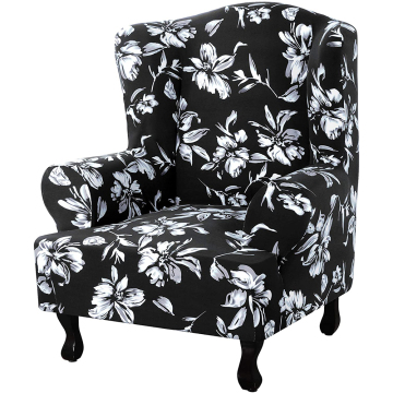 1-Piece Floral Printed Wingback Chair Slipcover