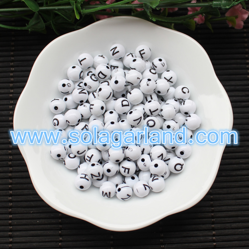 8MM Round Alphabet Letter Beads