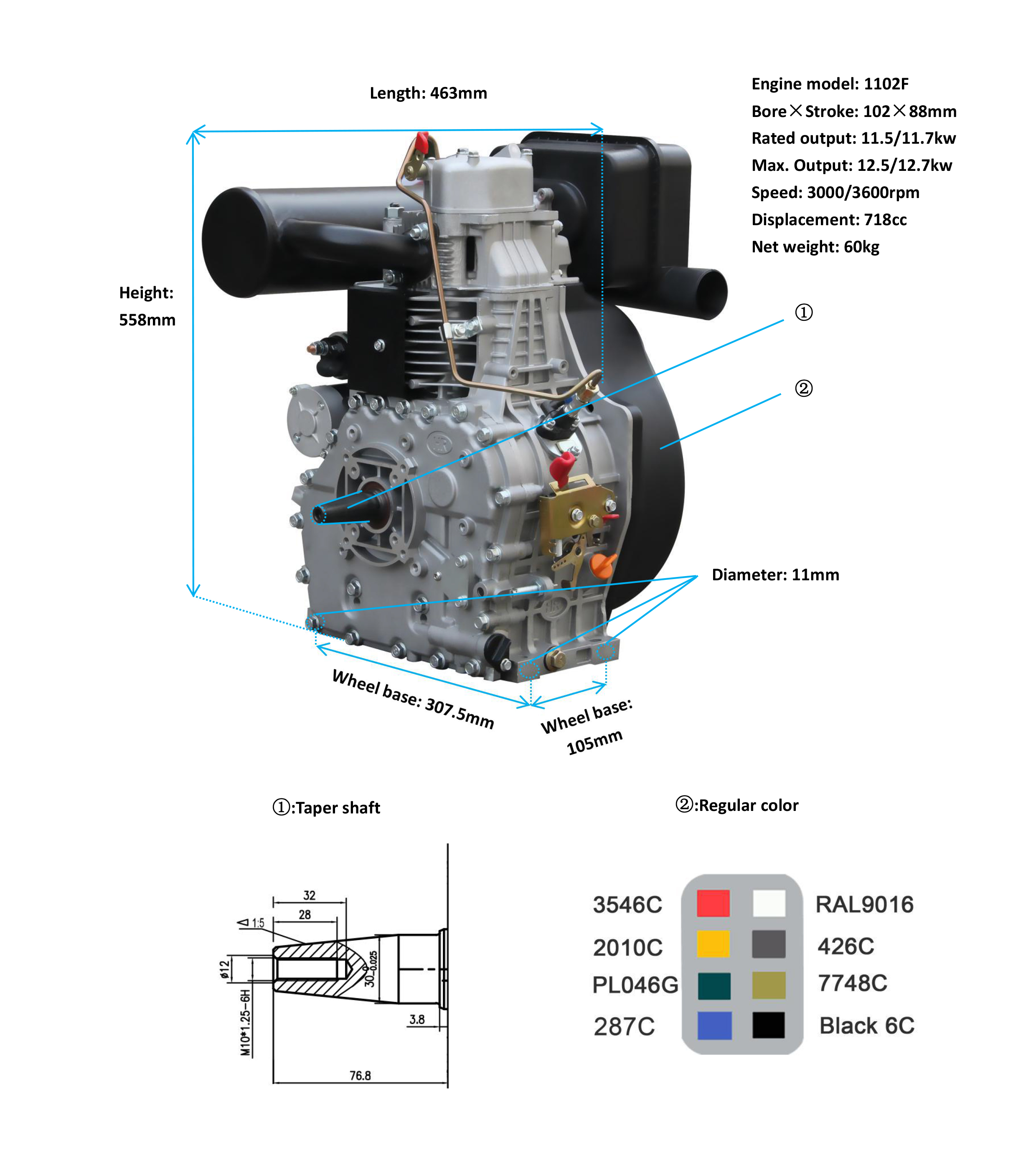 Hi-earns NEW product 18hp 1102F single cylinder air cooled diesel machineryengines