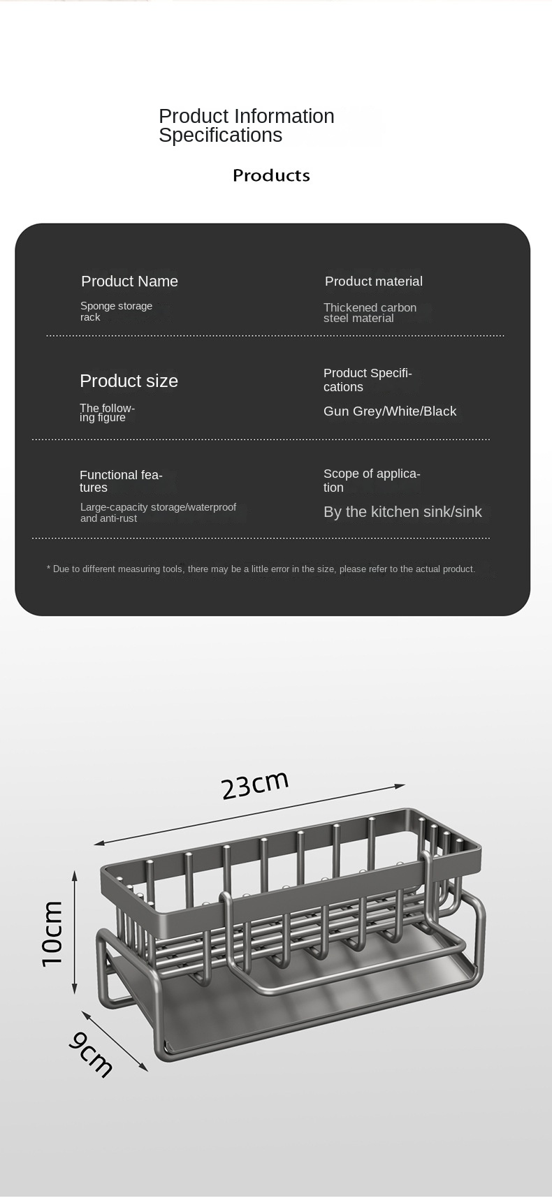 Çift Tutucu Karbon Çelik Lavabo Rafı Double Holder Carbon Steel Sink Rack