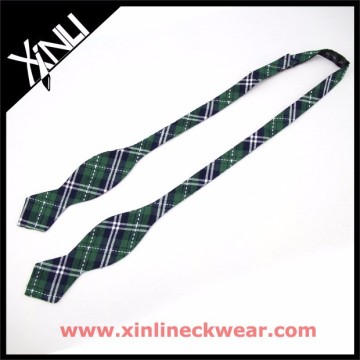 Green Plaid Self Bow Tie Cotton Tie Bow