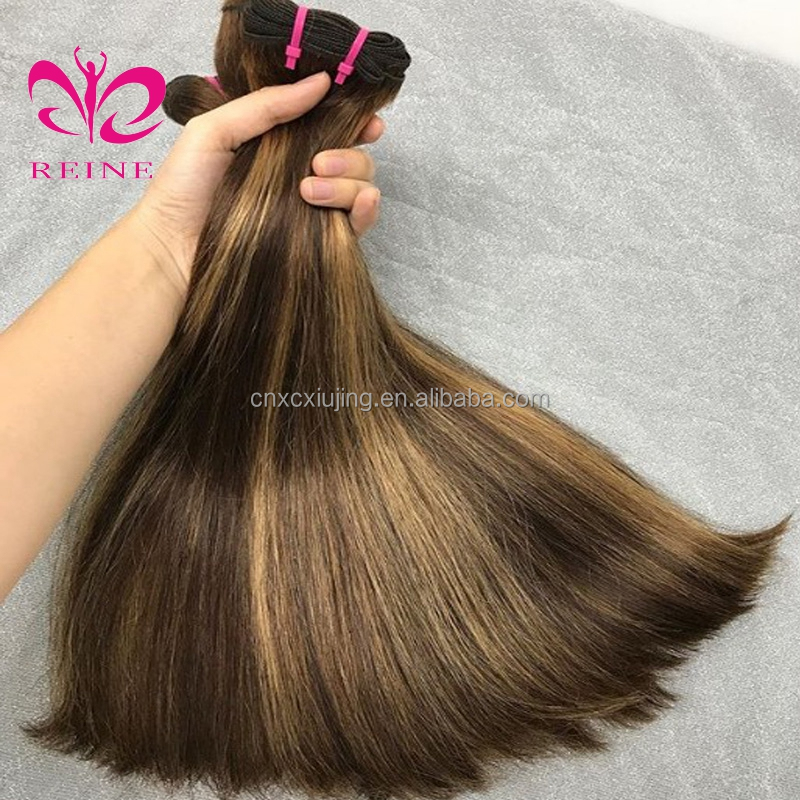 12A Double Drawn Vietnam hair Highlight Color Human Hair Bundles bone Straight Hair Weave Mixed Color #P4m27 Piano Color Bundles