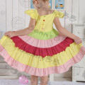 Heißer Verkauf Baumwolle Leinen Stoff Regenbogen Kleinkind Kleid