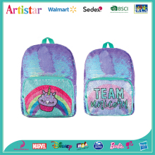 blue and purple unicorn sequin backpack