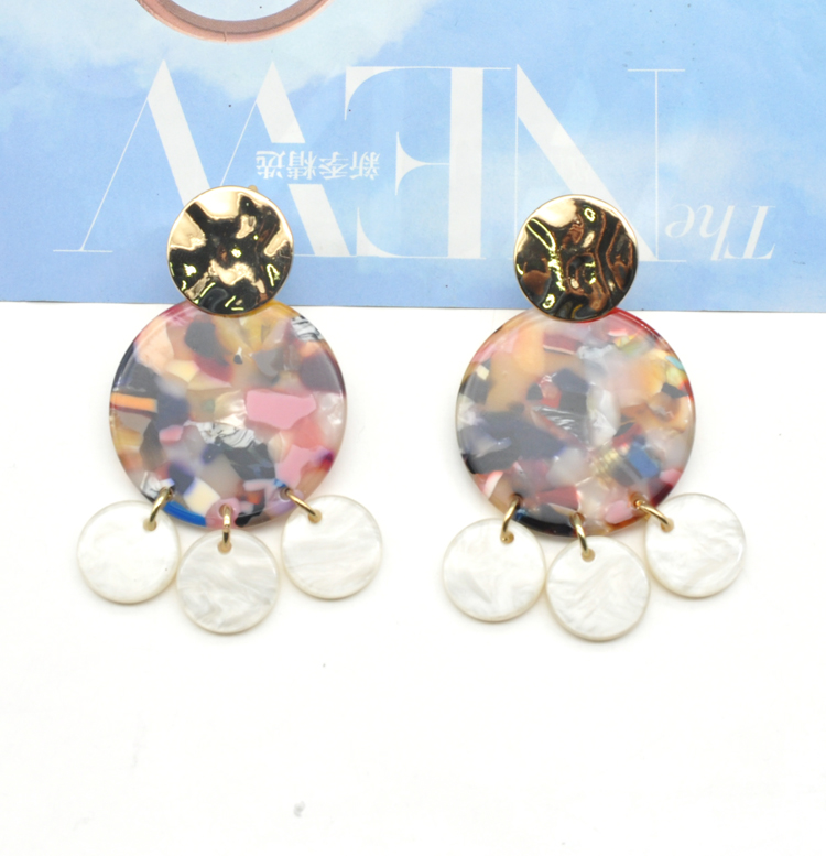 2021 AW collection round rainbow acetate acrylic stud dangle charm earrings