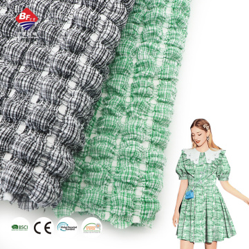 Green Seersucker Patchwork Jacquard Fabric for Dresses