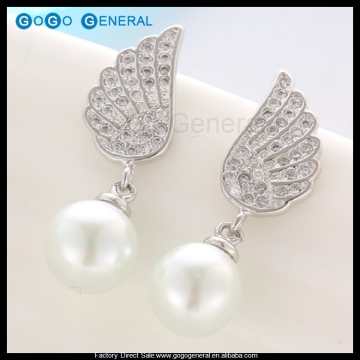 Fashion Angel's Wing Drop Pearl Earring Designs Jewelry